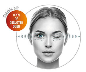 Aqualarm Intensive Spray kan je aanbrengen op zowel het open als het gesloten ooglid.