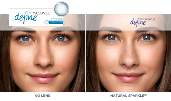 Voorbeeld met en zonder 1•DAY ACUVUE DEFINE Sparkle