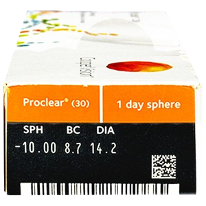 Proclear 1-day 30-pack frontzijde met parameters