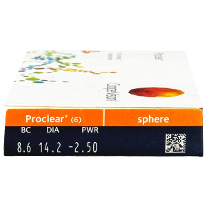 Proclear maandlens 6-pack frontzijde met parameters