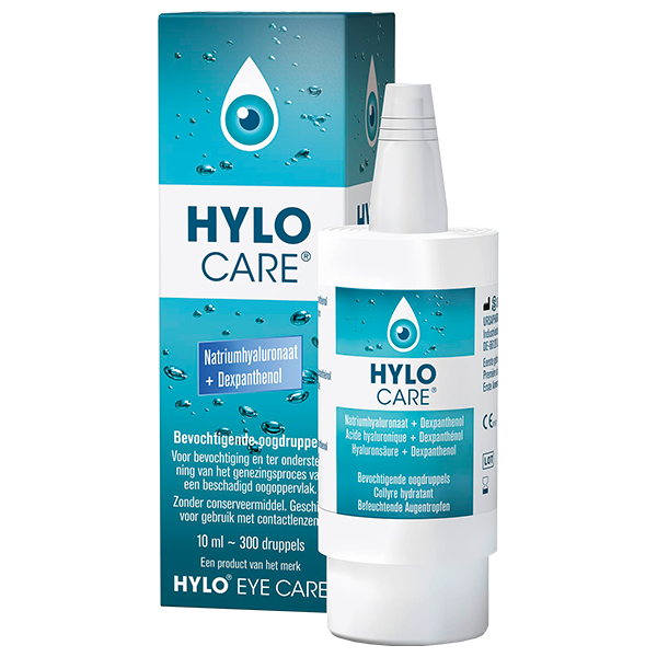 Ursapharm heeft de verpakking van Hylo Care vernieuwd. Dit is de oude verpakking