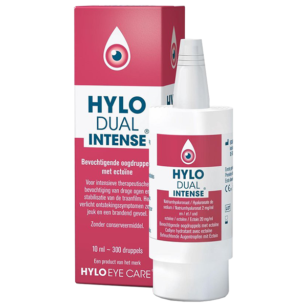 Ursapharm heeft de verpakking van Hylo Dual Intense vernieuwd. Dit is de oude verpakking